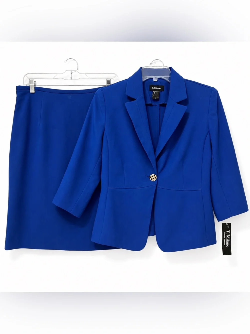 T Milano Skirt Suit Sz 6 Cobalt Blue Tailored Career Business NWT